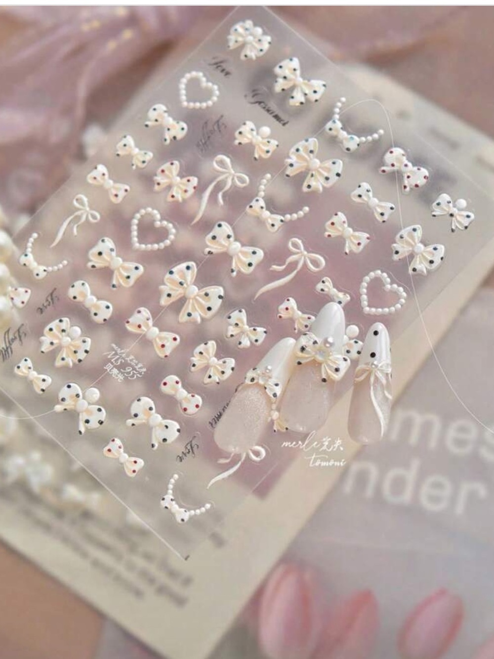 Nail Art designs designer bows ribbon design one sheet stickers manicure pedi 💅